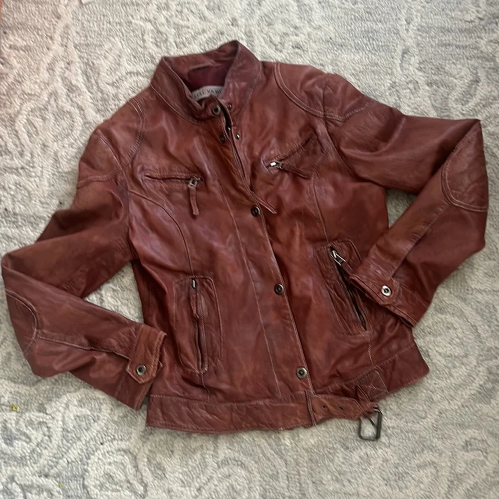 Vintage LULU BRAVO Leather Motorcycle Jacket Brown Vtg - Picture 11 of 11